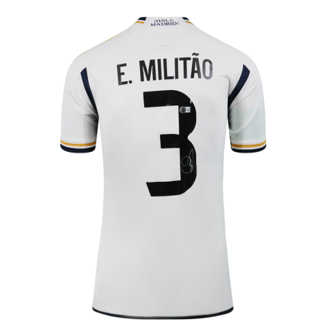 Eder Militao Official UEFA Champions League Back Signed Real Madrid 2023-24 Home Shirt In Deluxe Packaging