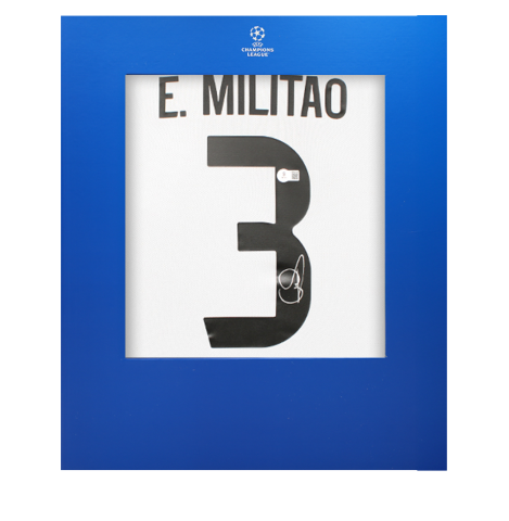 Eder Militao Official UEFA Champions League Back Signed Real Madrid 2023-24 Home Shirt In Deluxe Packaging