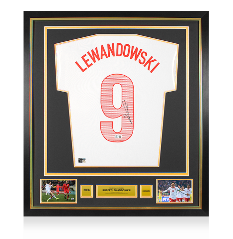 Robert Lewandowski Official FIFA World Cup™ Back Signed and Framed Poland 2020-21 Home Shirt Robert Lewandowski Official FIFA World Cup™ Back Signed and Framed Poland 2020-21 Home Shirt