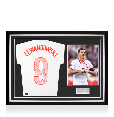 Robert Lewandowski Back Signed Poland 2020-21 Home Shirt In Hero Frame: Option 1 Robert Lewandowski Back Signed Poland 2020-21 Home Shirt In Hero Frame: Option 1