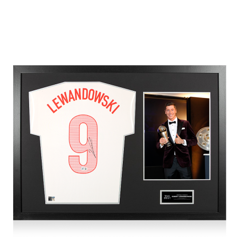 Robert Lewandowski Official The Best FIFA Football Awards™ Back Signed and Framed Poland 2020-21 Home Shirt: 2020 Winner Robert Lewandowski Official The Best FIFA Football Awards™ Back Signed and Framed Poland 2020-21 Home Shirt: 2020 Winner