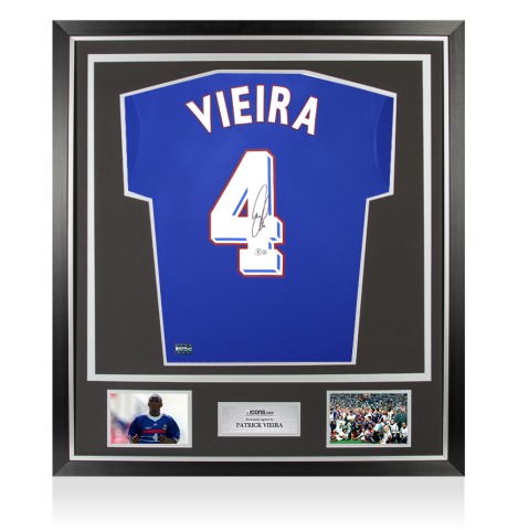 Patrick Vieira Back Signed France 2024 Home Shirt In Classic Frame