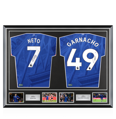 Pedro Neto & Alejandro Garnacho Signed Chelsea Shirts In Classic Dual Frame