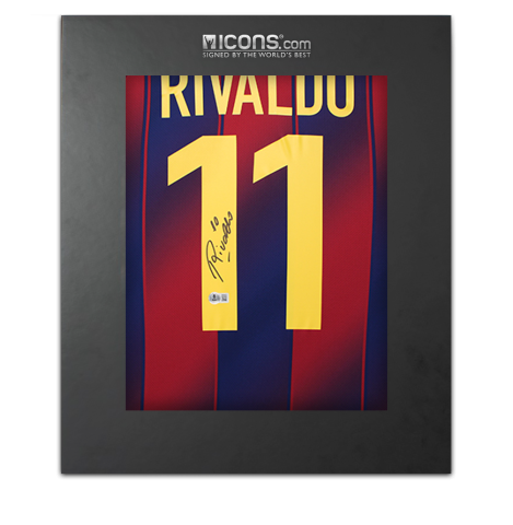 Rivaldo Back Signed FC Barcelona 2025-26 Home Shirt In Deluxe Packaging
