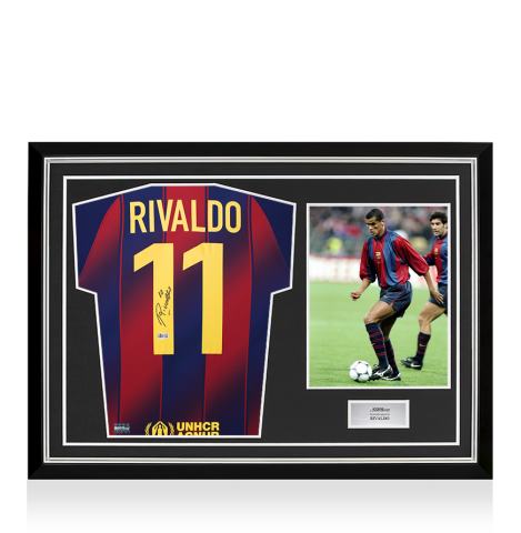 Rivaldo Back Signed FC Barcelona 2025-26 Home Shirt In Hero Frame: Option 1