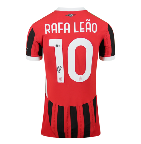 Rafael Leao Official UEFA Champions League Back Signed AC Milan 2024-25 Home Shirt In Deluxe Packaging