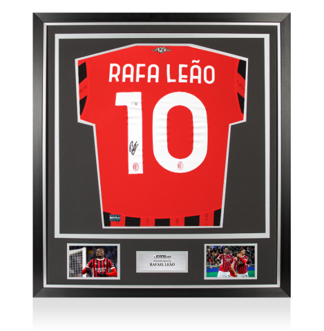Rafael Leao Back Signed AC Milan 2024-25 Home Shirt In Classic Frame