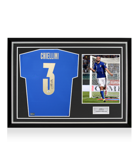 Giorgio Chiellini Back Signed Italy 2024-25 Home Shirt In Hero Frame: Option 1