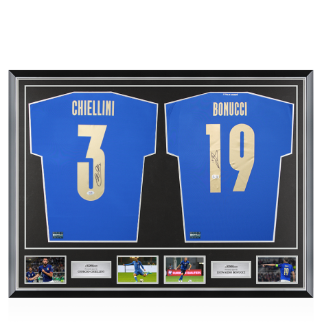 Leonardo Bonucci & Giorgio Chiellini Signed Italy Shirts In Classic Dual Frame