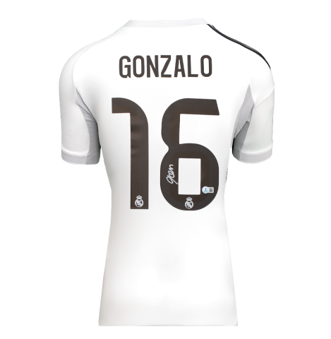 Gonzalo Garcia Back Signed Real Madrid 2025-26 Home Shirt In Deluxe Packaging