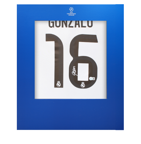 Gonzalo Garcia Official UEFA Champions League Back Signed Real Madrid 2025-26 Home Shirt In Deluxe Packaging