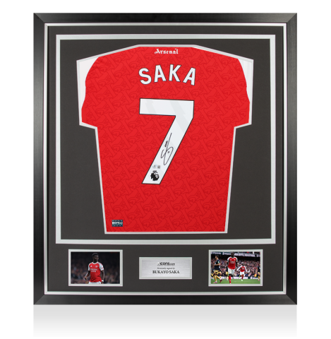 Bukayo Saka Back Signed Arsenal 2025-26 Home Shirt In Classic Frame