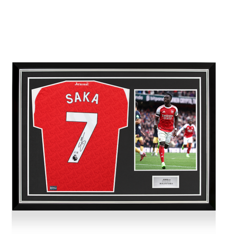Bukayo Saka Back Signed Arsenal 2025-26 Home Shirt In Hero Frame: Option 1