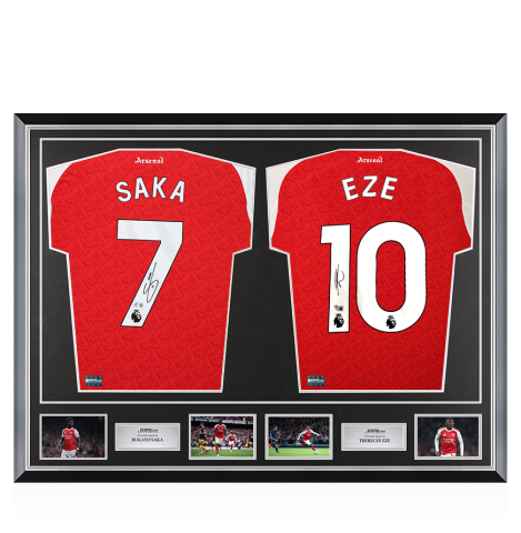 Bukayo Saka & Eberechi Eze Signed Arsenal Shirts In Classic Dual Frame