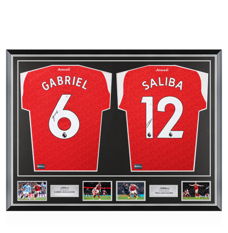 Gabriel & William Saliba Signed Arsenal Shirts In Classic Dual Frame