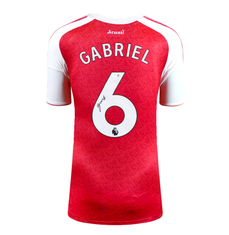 Gabriel Magalhaes Back Signed Arsenal 2025-26 Home Shirt In Deluxe Packaging