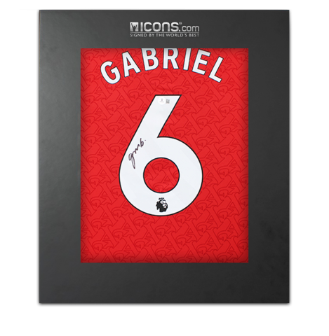 Gabriel Magalhaes Back Signed Arsenal 2025-26 Home Shirt In Deluxe Packaging
