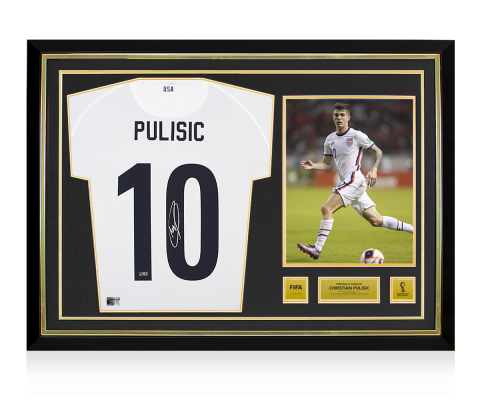 Christian Pulisic Official 2022 FIFA World Cup™ Signed and Hero Framed 2020 USMNT Home Shirt