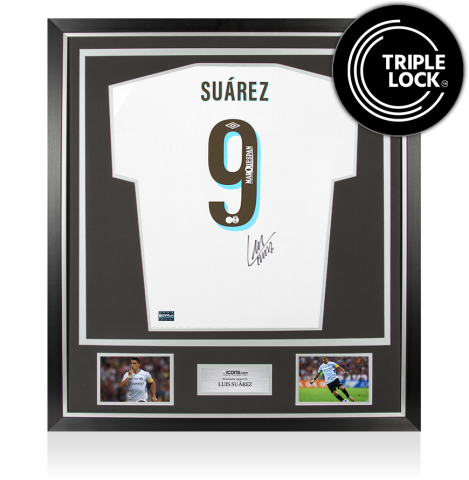 Luis Suarez Back Signed Gremio FBPA 2023 Away Shirt In Classic Frame