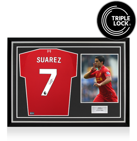 Luis Suarez Back Signed Liverpool 2025-26 Home Shirt In Hero Frame: Option 1
