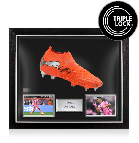 Luis Suarez Signed Puma Future 9 Ultimate Boot In Bubble Frame: Option 1