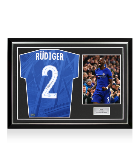 Antonio Rudiger Back Signed Chelsea 2024-25 Home Shirt In Hero Frame: Option 1