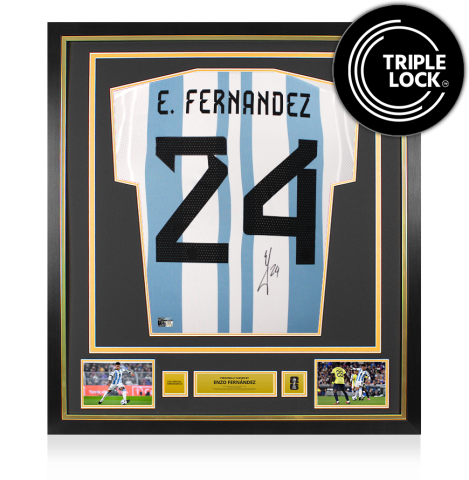 Enzo Fernandez Official 2026 FIFA World Cup™  Back Signed and Framed Argentina 2022-23 Home Shirt