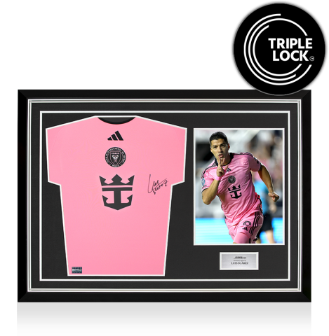 Luis Suarez Front Signed Inter Miami 2024-25 Home Shirt In Hero Frame: Option 1