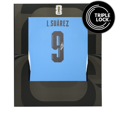Luis Suarez Official 2026 FIFA World Cup™ Back Signed Uruguay 2025 Home Shirt In Deluxe Packaging
