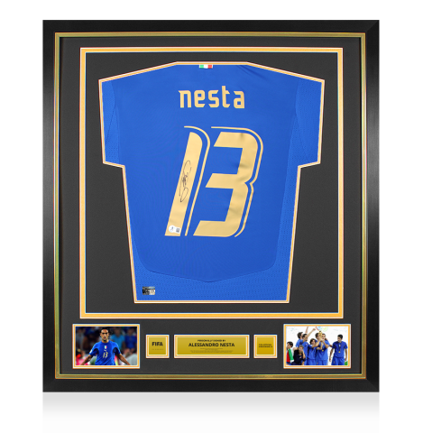 Alessandro Nesta Official FIFA World Cup™ Back Signed and Framed Italy 2006-07 Home Shirt