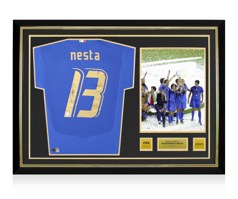 Alessandro Nesta Official FIFA World Cup™ Back Signed and Hero Framed Italy 2006-07 Home Shirt