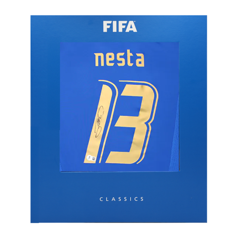 Alessandro Nesta Official FIFA World Cup™ Back Signed Italy 2006-07 Home Shirt In Deluxe Packaging