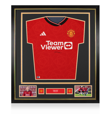 Gemma Evans Official Manchester United Front Signed and Framed 2023-24 Home Shirt