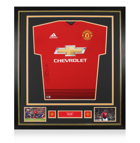 Paul Pogba Official Manchester United Front Signed and Framed 2018-19 Home Shirt