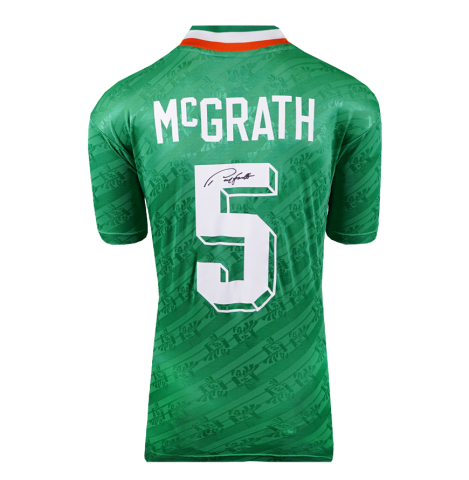 Paul McGrath Official FIFA World Cup™ Back Signed Republic of Ireland 1994 Retro Home Shirt In Deluxe Packaging