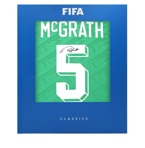 Paul McGrath Official FIFA World Cup™ Back Signed Republic of Ireland 1994 Retro Home Shirt In Deluxe Packaging