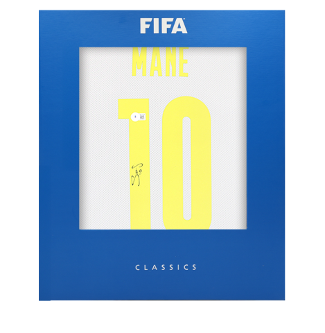 Sadio Mane Official FIFA World Cup™ Back Signed Senegal 2022-23 Home Shirt In Deluxe Packaging Sadio Mane Official FIFA World Cup™ Back Signed Senegal 2022-23 Home Shirt In Deluxe Packaging