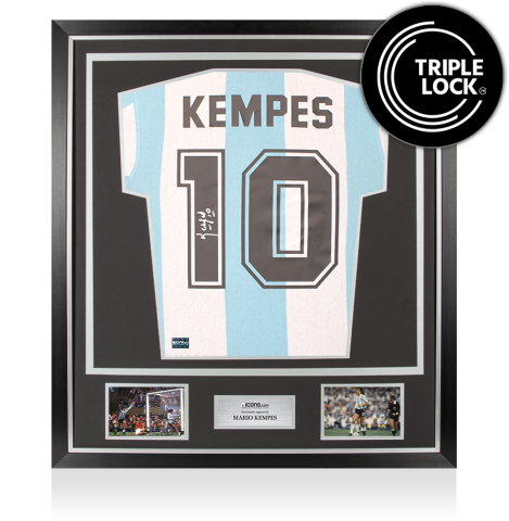 Mario Kempes Back Signed Argentina 1978 Retro Home Shirt In Classic Frame