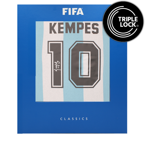 Mario Kempes Official FIFA World Cup™ Back Signed Argentina 1978 Retro Home Shirt In Deluxe Packaging