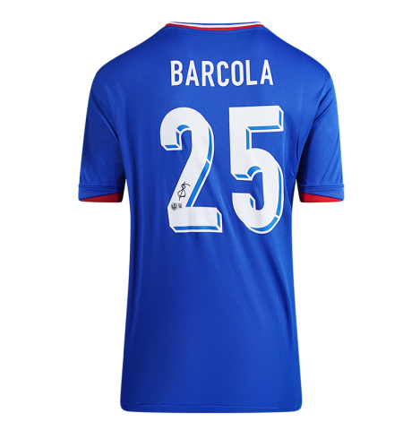 Bradley Barcola Back Signed France 2024 Home Shirt In Deluxe Packaging