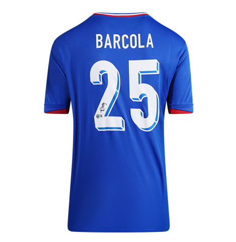 Bradley Barcola Official FIFA World Cup™ Back Signed France 2024 Home Shirt In Deluxe Packaging