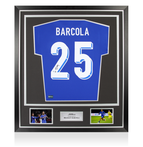 Bradley Barcola Back Signed France 2024 Home Shirt In Classic Frame