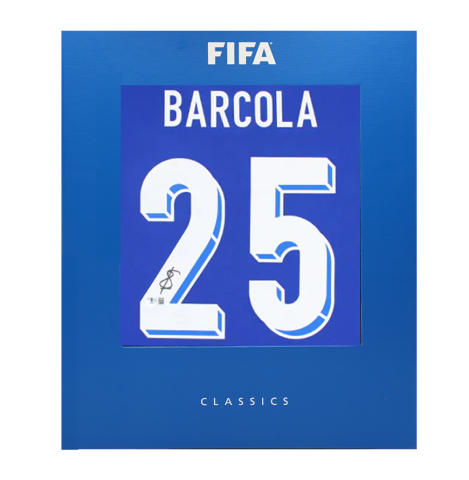Bradley Barcola Official FIFA World Cup™ Back Signed France 2024 Home Shirt In Deluxe Packaging