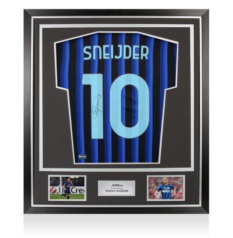 Wesley Sneijder Back Signed Internazionale 2025-26 Home Shirt In Classic Frame