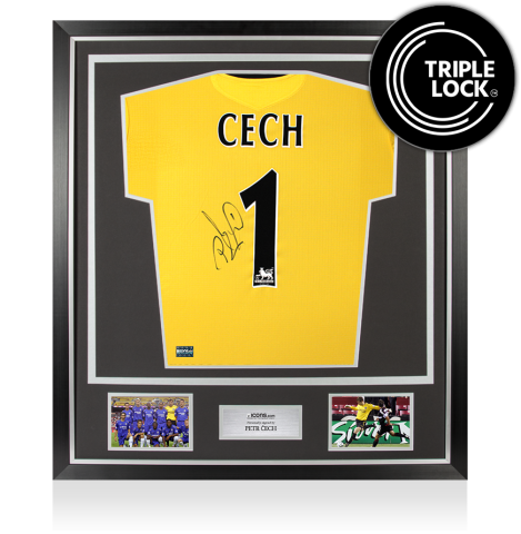 Petr Cech Back Signed Chelsea 2005-06 Goalkeeper Shirt In Classic Frame Petr Cech Back Signed Chelsea 2005-06 Goalkeeper Shirt In Classic Frame