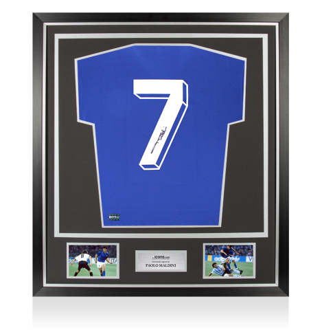 Paolo Maldini Back Signed Italy 1990 Home Shirt In Classic Frame