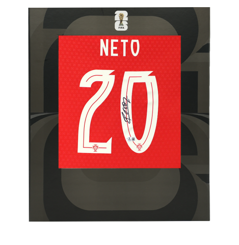 Pedro Neto Back Official 2026 FIFA World Cup™ Signed Portugal 2025-26 Home Shirt In Deluxe Packaging