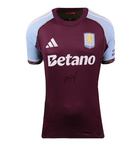 Morgan Rogers Front Signed Aston Villa 2025-26 Home Shirt In Deluxe Packaging