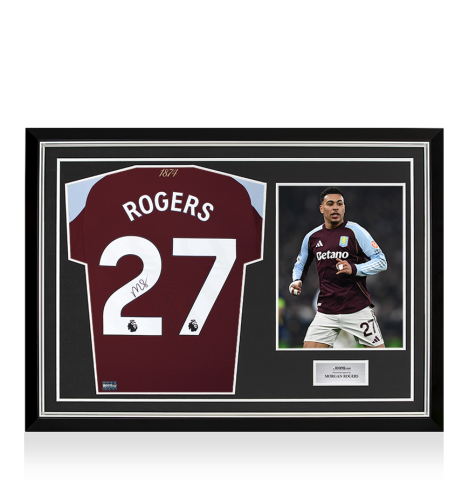 Morgan Rogers Back Signed Aston Villa 2025-26 Home Shirt In Hero Frame: Option 1