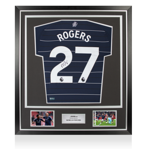 Morgan Rogers Back Signed Aston Villa 2024-25 Third Shirt In Classic Frame